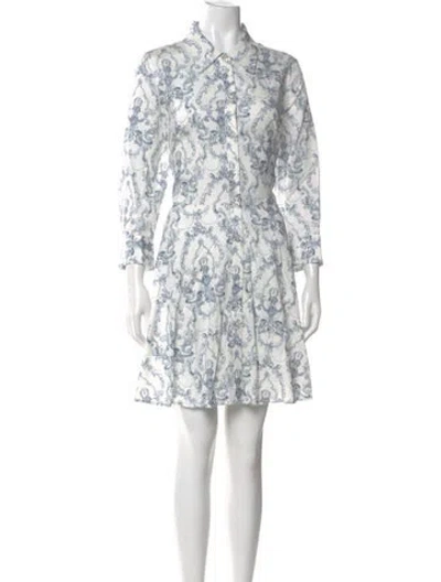 Pre-owned L'agence Floral Print Knee-length Dress In White
