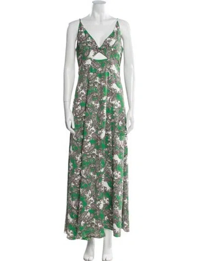 Pre-owned L'agence Floral Print Long Dress In Green