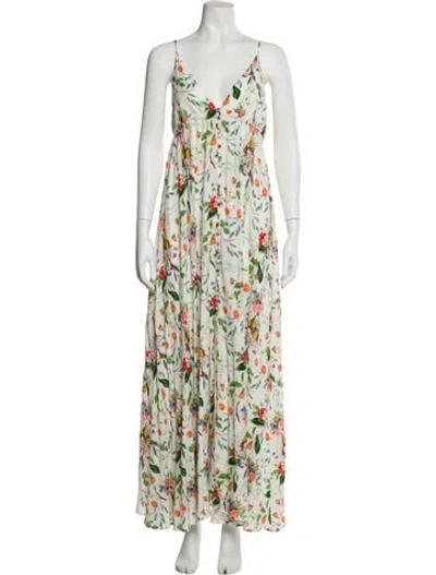 Pre-owned L'agence Floral Print Long Dress In Neutral