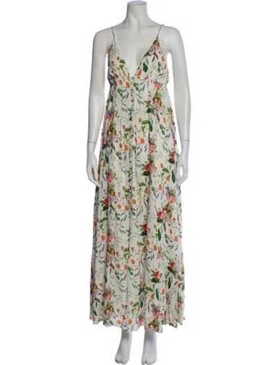 Pre-owned L'agence Floral Print Long Dress In Neutral