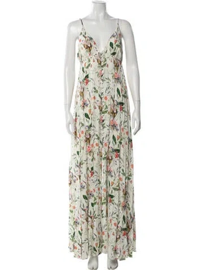 Pre-owned L'agence Floral Print Long Dress In Neutral