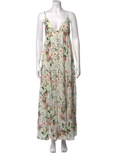 Pre-owned L'agence Floral Print Long Dress In Neutral