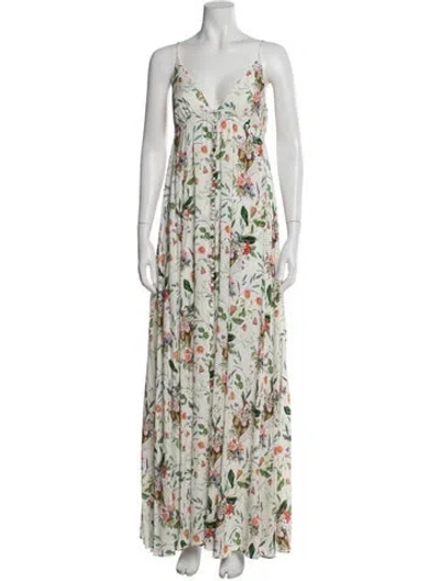 Pre-owned L'agence Floral Print Long Dress In Neutral