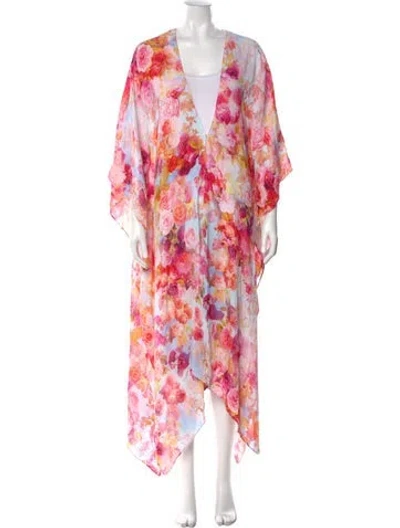 Pre-owned L'agence Floral Print Long Dress In Pink