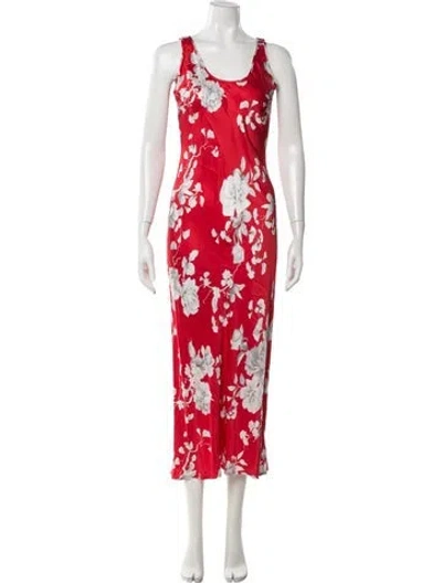 Pre-owned L'agence Floral Print Long Dress In Red
