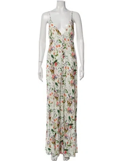 Pre-owned L'agence Floral Print Long Dress W/ Tags In Neutral