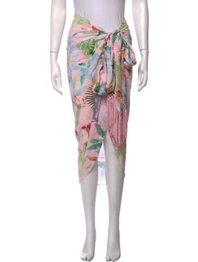 Pre-owned L'agence Floral Print Long Skirt In Pink