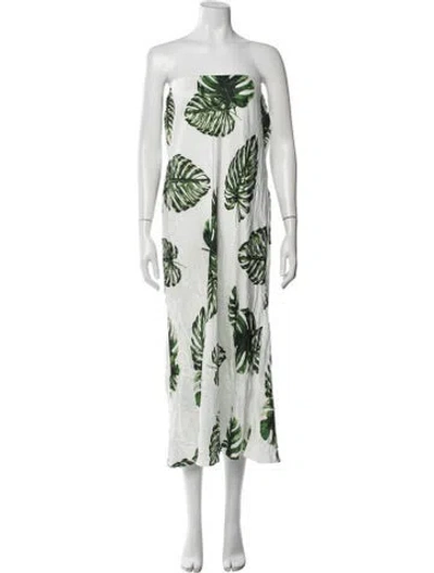 Pre-owned L'agence Floral Print Long Skirt In White