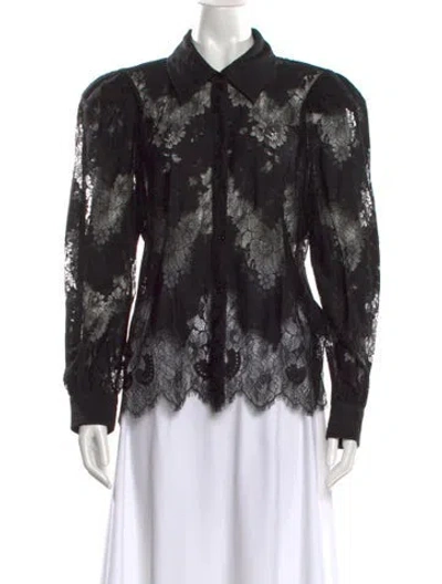 Pre-owned L'agence Floral Print Long Sleeve Blouse In Black