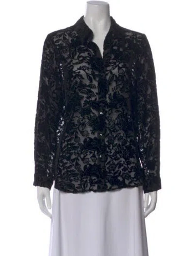 Pre-owned L'agence Floral Print Long Sleeve Blouse In Black