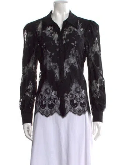 Pre-owned L'agence Floral Print Long Sleeve Blouse In Black