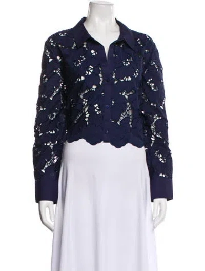 Pre-owned L'agence Floral Print Long Sleeve Blouse In Blue