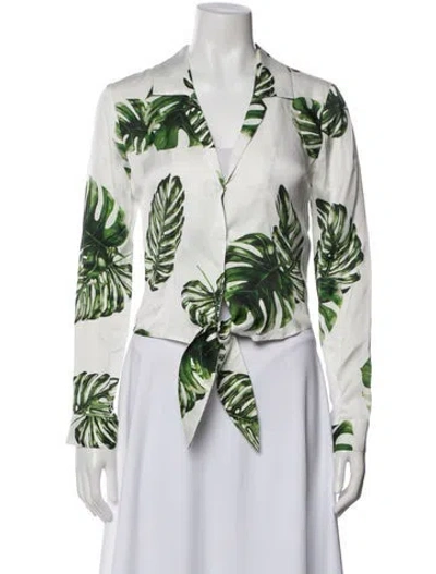 Pre-owned L'agence Floral Print Long Sleeve Blouse In Green