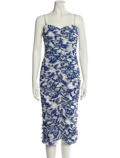 Pre-owned L'agence Floral Print Midi Length Dress In Blue