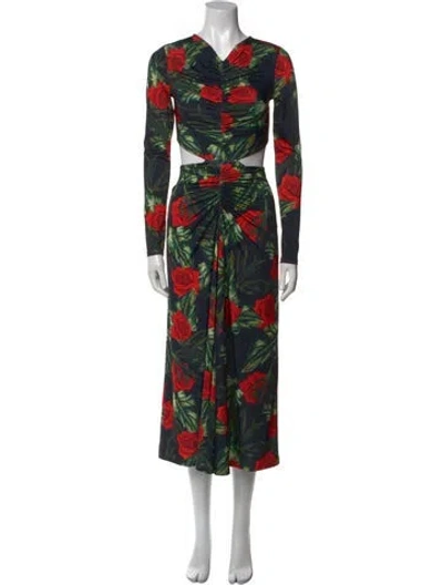 Pre-owned L'agence Floral Print Midi Length Dress In Multi