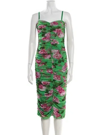 Pre-owned L'agence Floral Print Midi Length Dress W/ Tags In Green