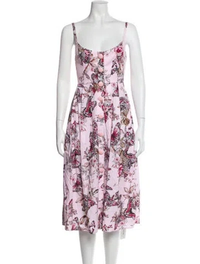 Pre-owned L'agence Floral Print Midi Length Dress W/ Tags In Purple