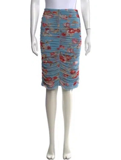 Pre-owned L'agence Floral Print Midi Length Skirt In Blue