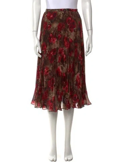 Pre-owned L'agence Floral Print Midi Length Skirt In Multicolor