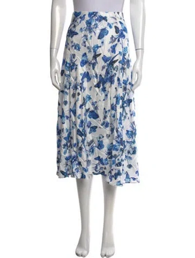 Pre-owned L'agence Floral Print Midi Length Skirt In Neutrals