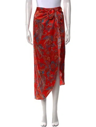 Pre-owned L'agence Floral Print Midi Length Skirt In Orange