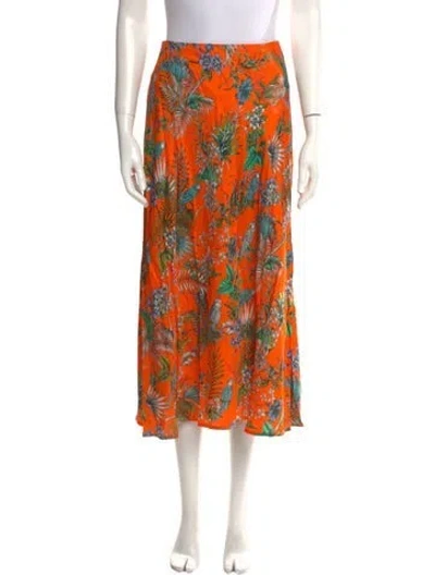 Pre-owned L'agence Floral Print Midi Length Skirt In Orange