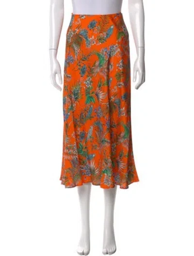 Pre-owned L'agence Floral Print Midi Length Skirt In Orange