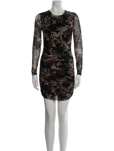 Pre-owned L'agence Floral Print Mini Dress In Black