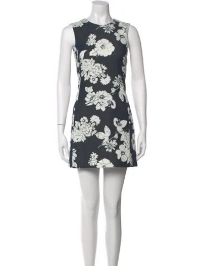 Pre-owned L'agence Floral Print Mini Dress In Gray