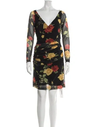 Pre-owned L'agence Floral Print Mini Dress W/ Tags In Black