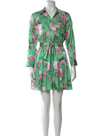 Pre-owned L'agence Floral Print Mini Dress W/ Tags In Green