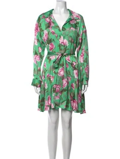 Pre-owned L'agence Floral Print Mini Dress W/ Tags In Green
