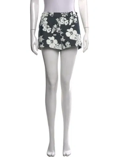 Pre-owned L'agence Floral Print Mini Shorts In Blue