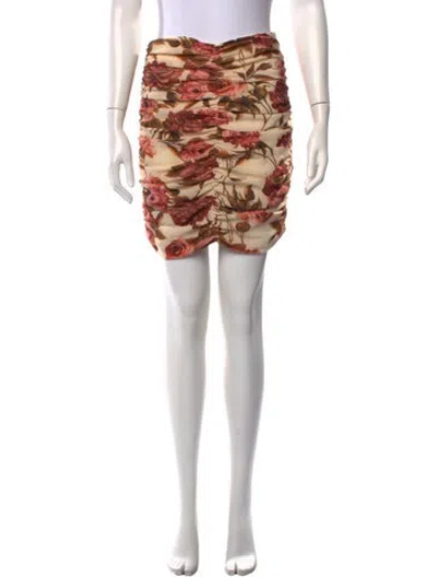 Pre-owned L'agence Floral Print Mini Skirt In Neutrals