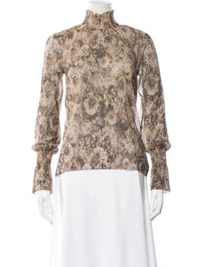 Pre-owned L'agence Floral Print Mock Neck Blouse