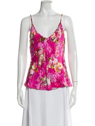 Pre-owned L'agence Floral Print Scoop Neck Sweater In Pink