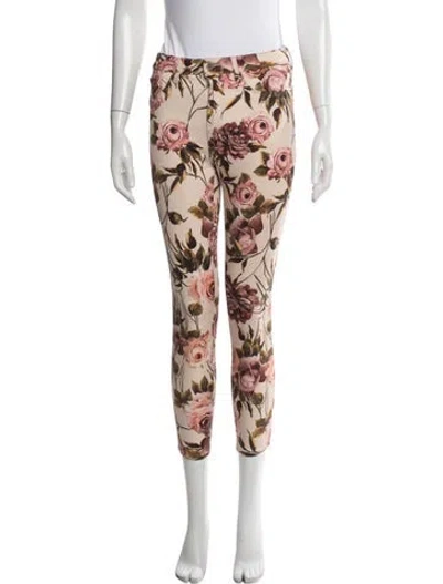 Pre-owned L'agence Floral Print Skinny Leg Pants In Neutral