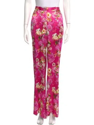 Pre-owned L'agence Floral Print Straight Leg Pants In Pink