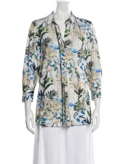 Pre-owned L'agence Floral Print Three-quarter Sleeve Blouse In Multi