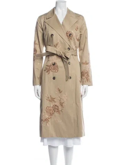 Pre-owned L'agence Floral Print Trench Coat In Neutrals