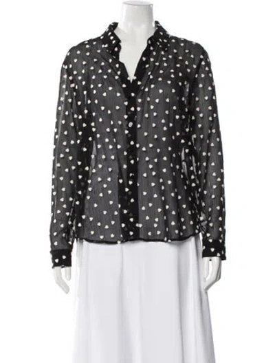 Pre-owned L'agence Floral Print V-neck Blouse In Black