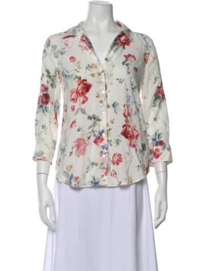 Pre-owned L'agence Floral Print V-neck Blouse In Multi