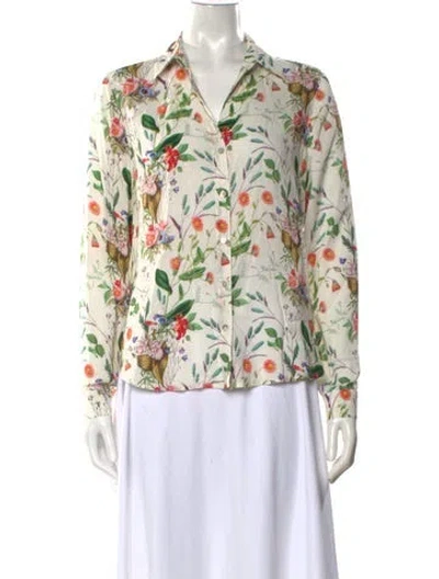 Pre-owned L'agence Floral Print V-neck Blouse In Multi