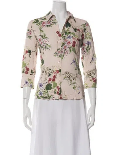 Pre-owned L'agence Floral Print V-neck Blouse In Neutral