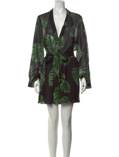 Pre-owned L'agence Floral Print V-neck Jumpsuit W/ Tags In Black