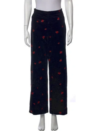 Pre-owned L'agence Floral Print Wide Leg Pants In Black