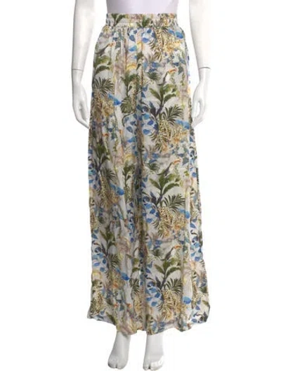 Pre-owned L'agence Floral Print Wide Leg Pants In Blue