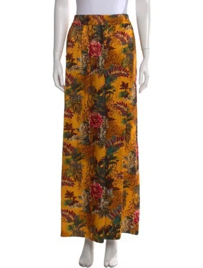 Pre-owned L'agence Floral Print Wide Leg Pants In Orange