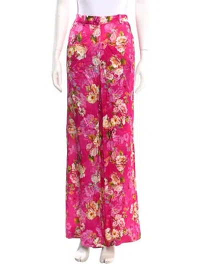 Pre-owned L'agence Floral Print Wide Leg Pants In Pink