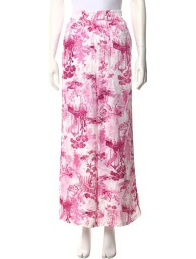 Pre-owned L'agence Floral Print Wide Leg Pants In Pink